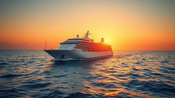 Cruise ship at sunset heralds Michigan Ports Cruise Boom.