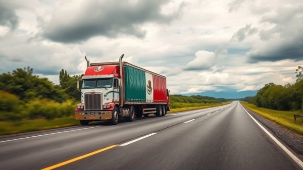 Heavy vehicle renewal program Mexico: Truck with Mexican flag on highway.