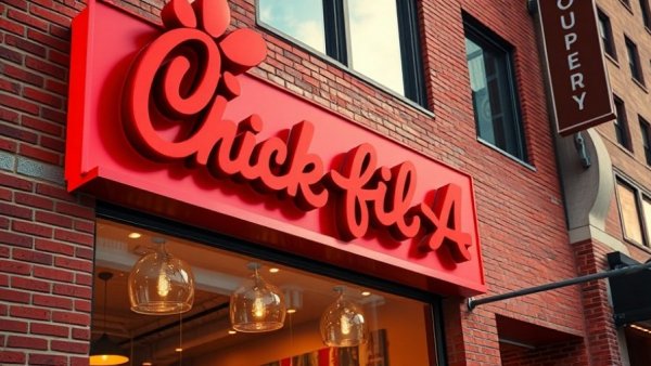 Chick-fil-A signage on brick building in Lincoln Park.
