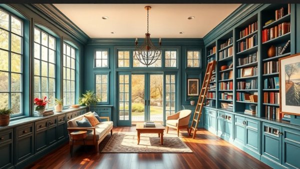 Elegant home library in $650,000 homes for sale.