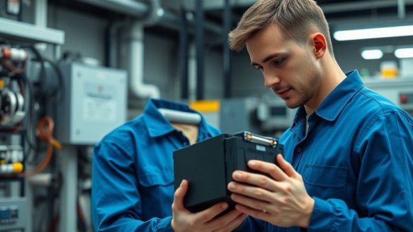 Technician in lab working with battery module, SES AI revenue growth.