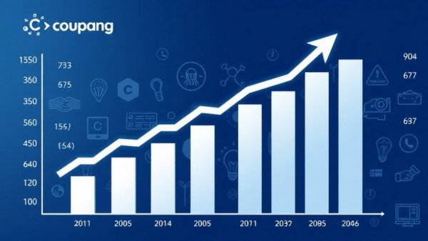 Coupang small business growth chart with statistics and icons.