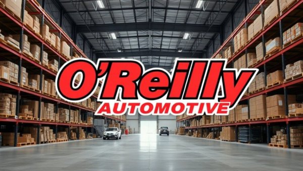 O'Reilly Automotive logo in a warehouse setting