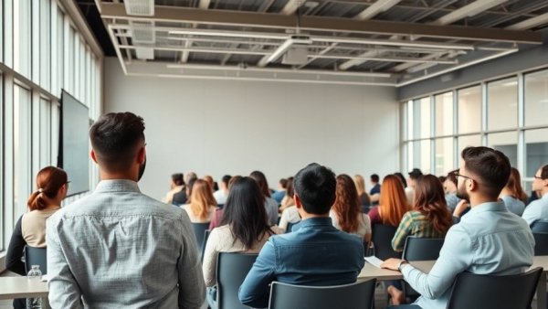 Digital marketing seminar success in a modern classroom setting.