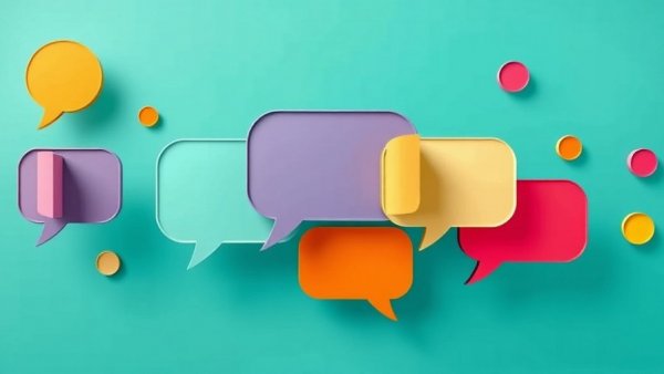 Vibrant speech bubbles for AI Interviewer for Phone Surveys concept.