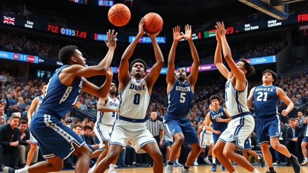 Exciting Duke vs Connecticut basketball game action.
