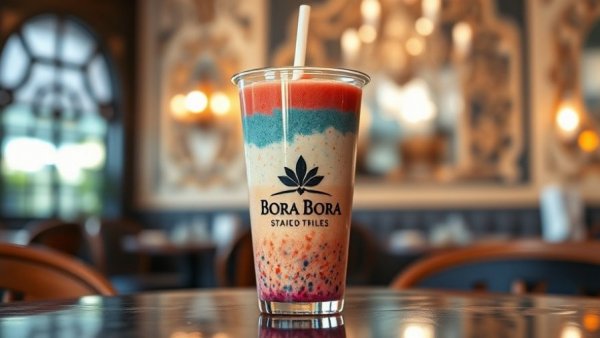 Colorful smoothie at Bora Bora Smoothie Cafe Ann Arbor.