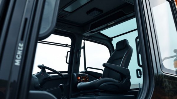 Mini excavator cockpit showcasing controls and seat design.