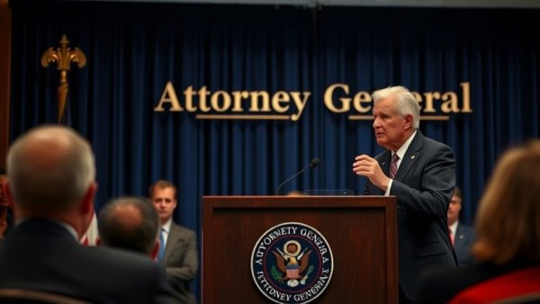 Michigan AG delivering a speech on legal challenge, indoor press conference.