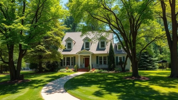 Washington Township luxury real estate suburban home with trees.