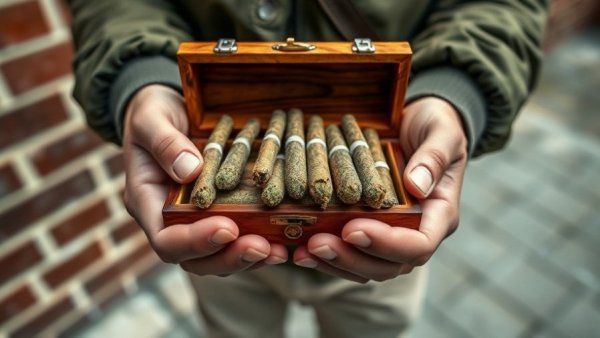 420 travel guide Michigan: hands showing cannabis joint case.