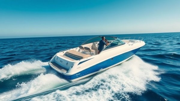 Speedboat navigating Michigan waters in compliance with boating laws.