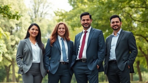 Four professionals at Cork Entrepreneur Awards 2026 standing outdoors.