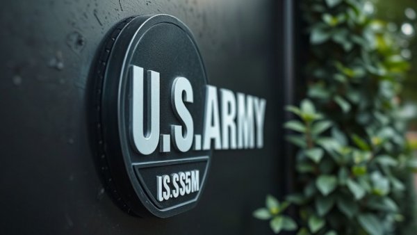 Close-up of U.S. Army logo at government contracting symposium