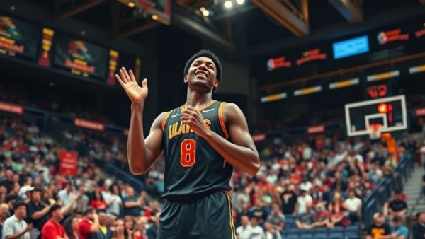 Yaxel Lendeborg injury updates: Basketball player with knee brace cheering energetically.