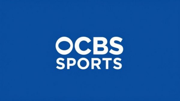 CBS Sports logo on blue background related to Michigan vs UConn NCAA championship.