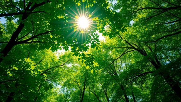 Sunlit tree canopy in Michigan promoting community health initiatives.