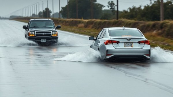 Vehicles in Mid-Michigan driving through floodwaters as travel is disrupted.