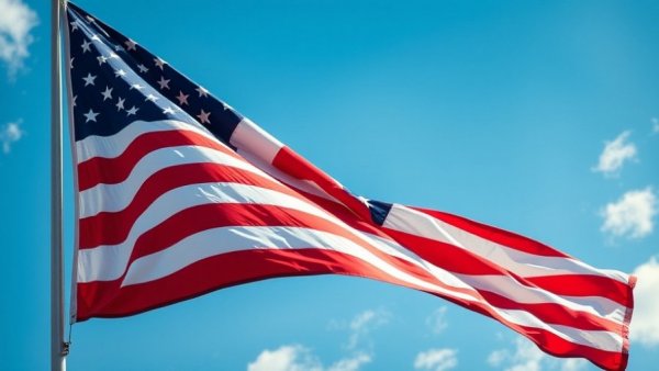 American flag symbolizing Civil War courage under blue sky.
