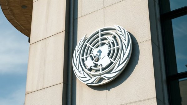 WHO emblem on building facade reflecting global health mission.
