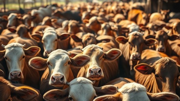 Cattle herd in Michigan farmyard illustrating bovine tuberculosis concern.