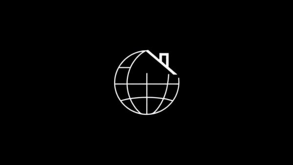 Real estate operations services logo with globe and house design.