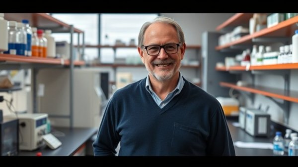 Distinguished man in lab related to Dr. Patrick Hayes ESMO Breast Cancer Award