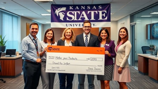 Winners at entrepreneurship competition in Salina holding large check