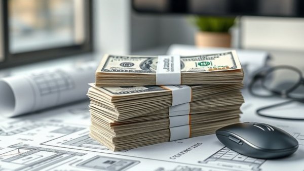 Wells Fargo investment illustrated with cash, plans, and mouse.