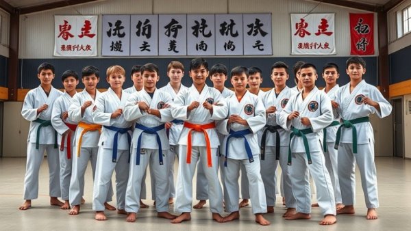 Young martial artists in Gurnee posing with karate belts.