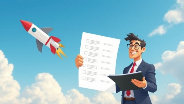 Illustration of checklist and rocket in cartoon style for Bailey International Unified Product Catalog.