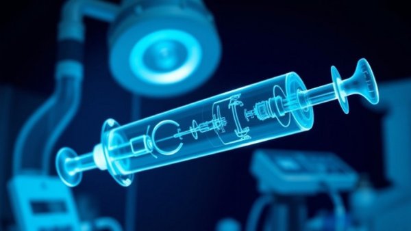 X-ray of syringe in medical laboratory.