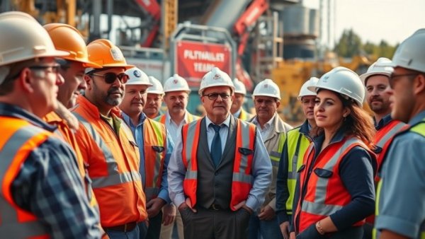 Michigan transportation construction updates with workers and officials gathering.