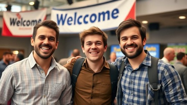 British influencers in Michigan for summer trip, smiling at event.