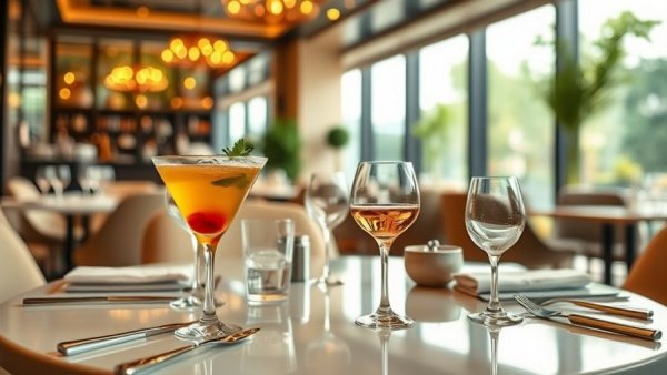 Elegant dining table with cocktails at Detroit restaurant.