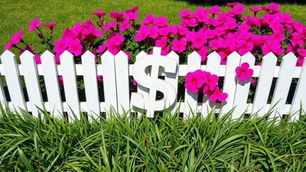 Creative garden in dollar shape, symbolizing gas prices and lawn care.