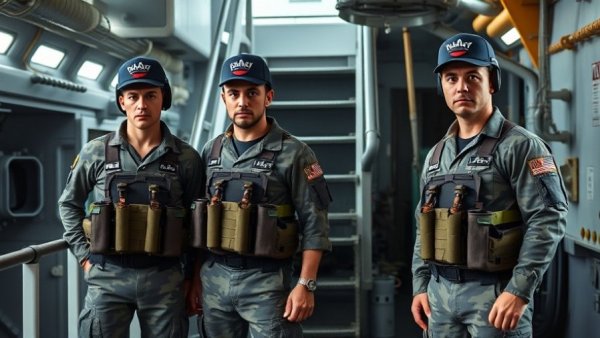 Navy Sailor from Michigan Dive Medical Recovery Team Artemis II onboard a ship.