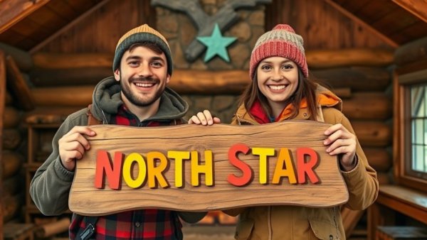 Campers with North Star sign indoors at Michigan medical summer camp.