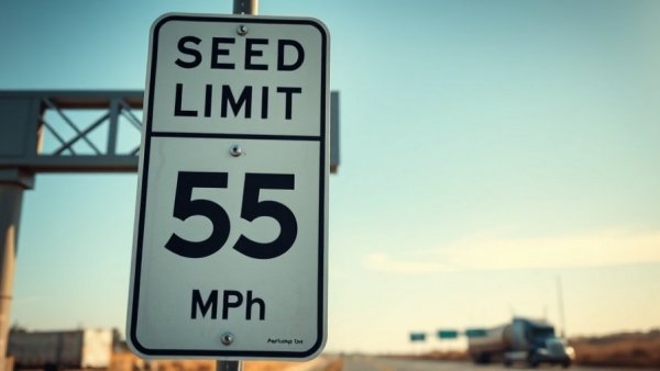 Close-up of Michigan worksite speed limit sign with truck.