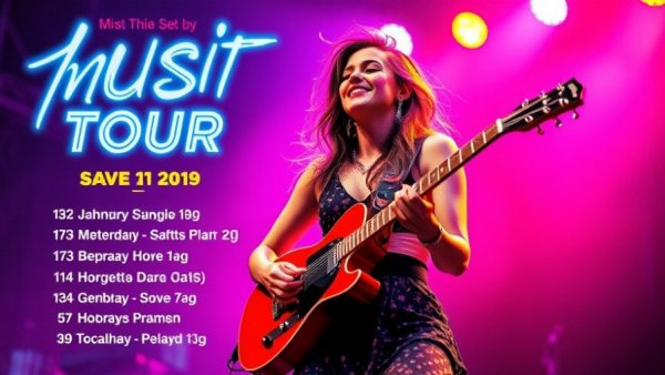 Concert tour poster featuring musician, local events happening in Michigan.