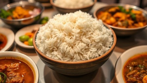 White rice bowl amid dining setting, highlighting food recall.