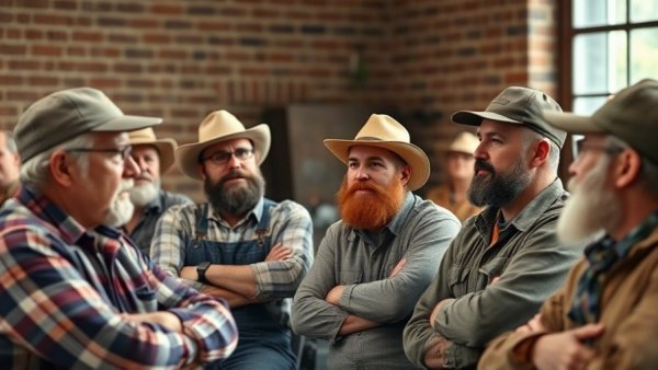 Farmers discussing sustainable farming practices in Michigan.