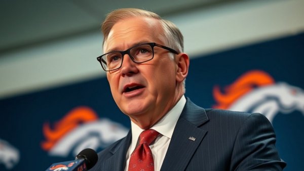 Denver Broncos minority owner speaking at press conference.