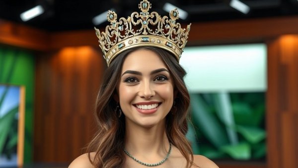 2026 Rose Festival Princess smiling on TV set