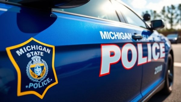 Michigan State Police car linked to contractor fraud charges.