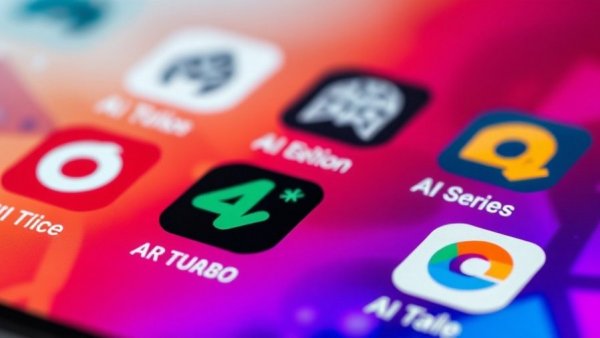 AI company business plan illustration with app icons on smartphone.