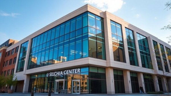 Facade of Secchia Center at Michigan State University.
