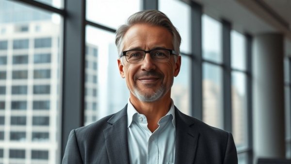 Successful Michigan entrepreneur in modern office.