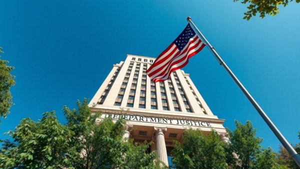 DOJ building with American flag, focus on contracting practices