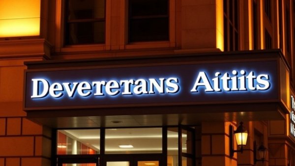 VA EHR launch in Michigan sign with quote at night